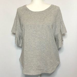 FIFTEEN TWENTY pearl ruffle sleve top